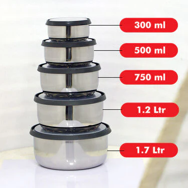 10 Pcs Steel Push & Lock Bowl Set (10PL2) - Image 7