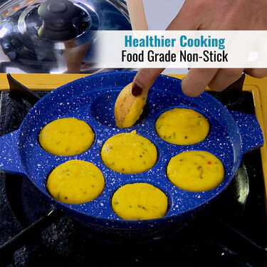 12 Cavity Nonstick Appam Patra & Lid + Free 7 Cavity Appam Patra & Lid (2AP3) - Image 3