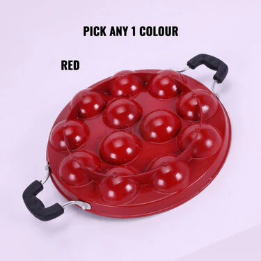 12 Cavity Nonstick Appam Patra with Lid + Stainless Steel Medu Vada Maker + Free Mini Coconut Scraper (1AP1MW4) - Image 5