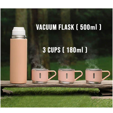 12 Hours Hot & Cold - Insulated Flask + 3 Cups (1F3C1) - Image 2