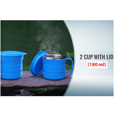 12 Hours Hot & Cold Insulated Flask + Soup Bowl + 2 Cups with Lids (1F1SB2C) - Image 3