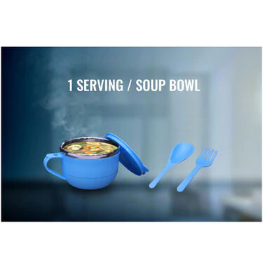 12 Hours Hot & Cold Insulated Flask + Soup Bowl + 2 Cups with Lids (1F1SB2C) - Image 4