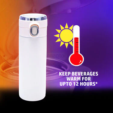 12 Hours Hot - Vacuum Insulated Stainless Steel Flip Flask With Temperature Display (450 ML) (1TFF1) - Image 3