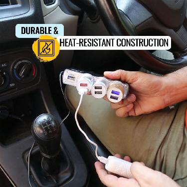 12V 3 Socket +2Fast USB Car Charger (LSSC) - Image 3