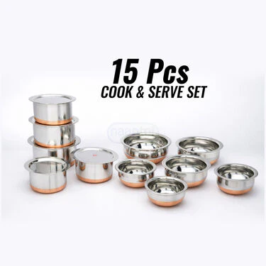 15 Pcs Copper Base Cook & Serve Set + 5 Pcs Kitchen Tools (15CC1) - Image 7