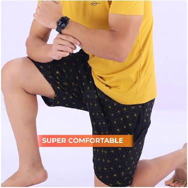 2 Comfortable Cotton Rich Shorts For Mens With Free Leatherite Wallet And Digital Watch (BPW2) - Image 8