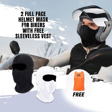 2 Full Face Helmet Mask For Bikers With Free Sleeveless Vest (2MB1) - Image 2