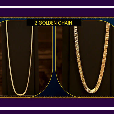 2 Golden Chain + Bracelet + Ring + Digital Watch (2GCBRW3) - Image 2