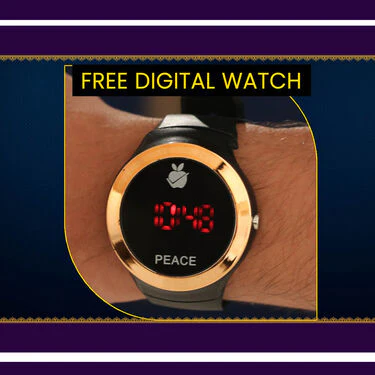 2 Golden Chain + Bracelet + Ring + Digital Watch (2GCBRW3) - Image 5