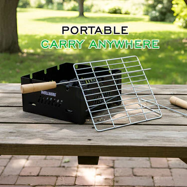 2 In 1 Portable Charcoal & Gas Barbeque Grill + 3 Skewers (1CBG1) - Image 2