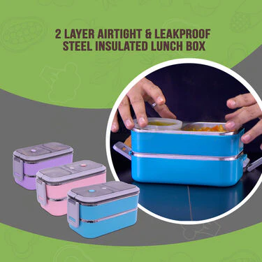 2 Layer Airtight & Leakproof Steel Insulated Lunch Box (2LILB1) - Image 2