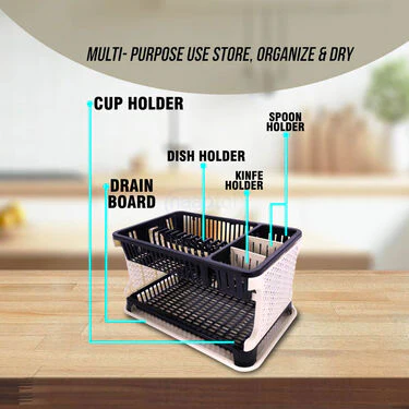 2 Layer Dish Rack With Water Drain Tray (1DR1) - Image 5