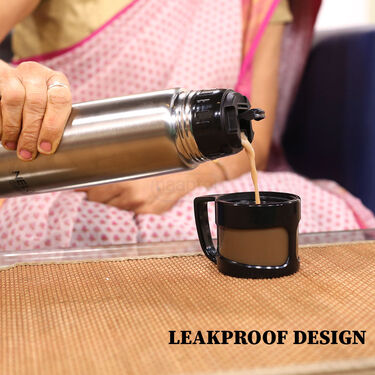 24 Hours Hot or Cold Insulated Flask (1.0 Ltr) + 2 Double Wall Cup With Lid (1F2C2) - Image 4
