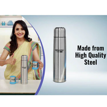 24 Hours Hot or Cold Insulated Flask (1.0 Ltr) + 2 Double Wall Cup with Lid - Image 5