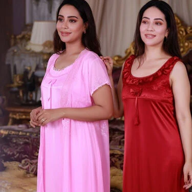 2Pc Daily Wear Premium Nighty & Robe Set - Pick Any 1 (2NS) - Image 5