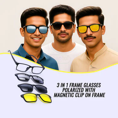 3 In 1 Frame Glasses Polarized with Magnetic Clip On Frame (FFPC1) - Image 2