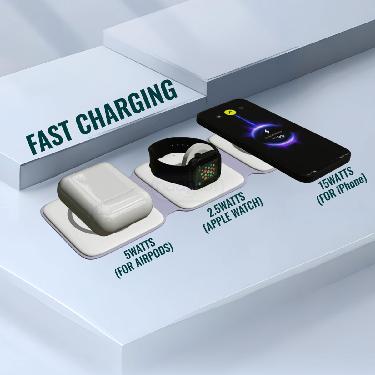 3 in 1 Magnetic Foldable Wireless Charger for iPhone + Apple Watch (MWC) - Image 5
