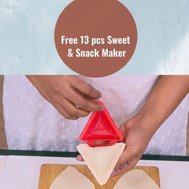 3 in1 Puri Kachori & Gujiya Maker + Free 13 Pcs Sweet & Snack Maker ( PKG14) - Image 4