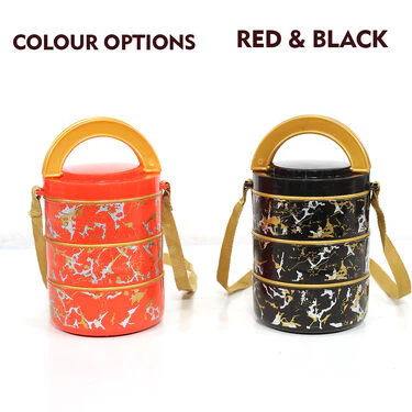 3 Layer Marble Printed Insulated Steel Lunch Box - Buy 1 Get 1 Free (3LMPDT) - Image 5