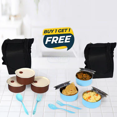 3 Pcs Vacuum Insulated lunch Box With Bag - B1G1 (3ILBB) - Image 2