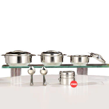3 Steel Insulated Hot Case + 2 Serving Spoons + FREE 2 Layer Steel Lunch Box (3SCLB) - Image 2