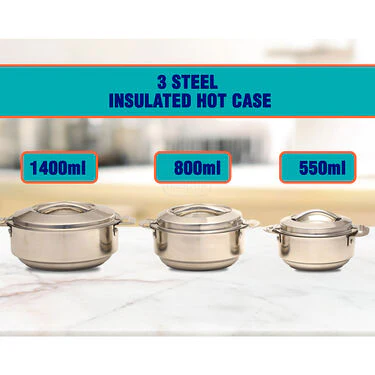 3 Steel Insulated Hot Case + 2 Serving Spoons + FREE 2 Layer Steel Lunch Box (3SCLB) - Image 3