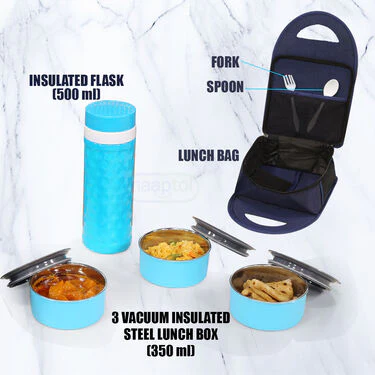 3 Vacuum Insulated Steel lunch Box with Flask (3LBF) - Image 2