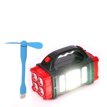 4-in-1 Big Solar Torch with Inbuilt Emergency Powerbank And Free Adjustable USB Fan (PB8) - Image 2