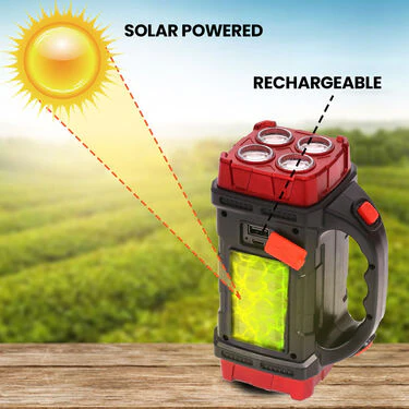 4-in-1 Big Solar Torch with Inbuilt Emergency Powerbank And Free Adjustable USB Fan (PB8) - Image 7