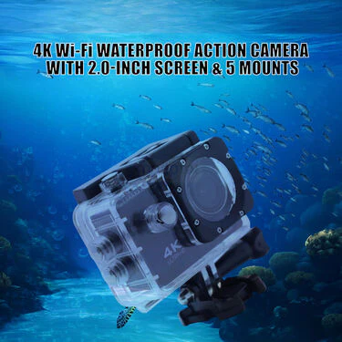 4K WiFi Waterproof Action Camera With 2.0-Inch Screen & 5 Mounts (CCTV21) - Image 2