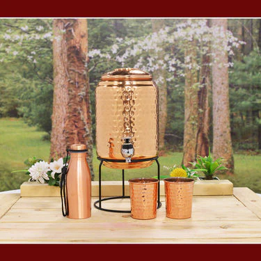 5 Ltr Copper Water Dispenser + 2 Glass & Stand with Free 300ml Copper Bottle - Image 3