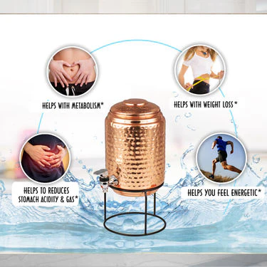 5 Ltr Copper Water Dispenser + 2 Glass & Stand with Free 300ml Copper Bottle - Image 4