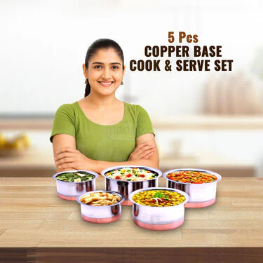 5 Pcs Copper Base Cook & Serve Set (5CCP1) - Image 2