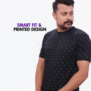 5 Printed Round Neck T-Shirts + Luxury Golden Watch (5RTW8) - Image 5