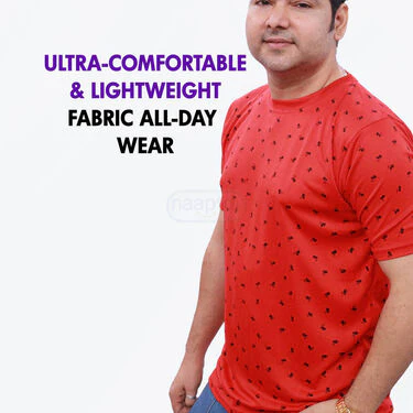 5 Printed Round Neck T-Shirts + Luxury Golden Watch (5RTW8) - Image 6