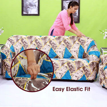 5 Seater Designer Stretchable Elastic Sofa Cover (5SC6) - Image 4