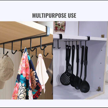6 Hooks Multipurpose Metal Shelf Hanging Rack - Pack Of 2 (6HUSR1) - Image 2