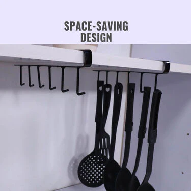 6 Hooks Multipurpose Metal Shelf Hanging Rack - Pack Of 2 (6HUSR1) - Image 3