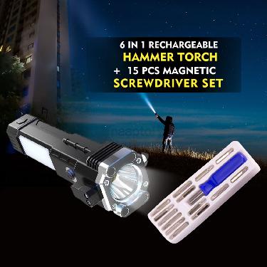 6 in 1 Hammer Torch + 15 Pc Magnetic Screwdriver Set (HT39) - Image 2