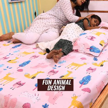 Animal Printed Fitted Double Bed sheet with 2 Pillow Covers (DBS20) - Image 2