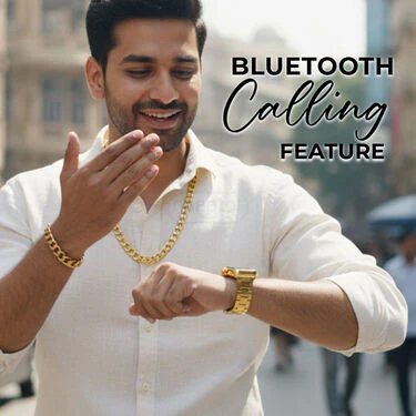 Big Screen Golden Metal Calling Smart Watch With Golden Chain And Bracelet (BCSW49) - Image 2