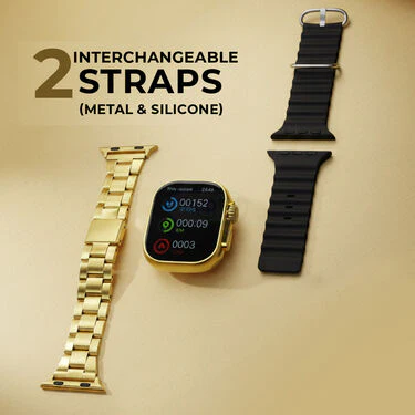 Big Screen Golden Metal Calling Smart Watch With Golden Chain And Bracelet (BCSW49) - Image 3