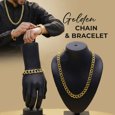 Big Screen Golden Metal Calling Smart Watch With Golden Chain And Bracelet (BCSW49) - Image 4