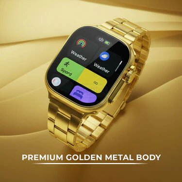 Big Screen Golden Metal Calling Smart Watch With Golden Chain And Bracelet (BCSW49) - Image 6