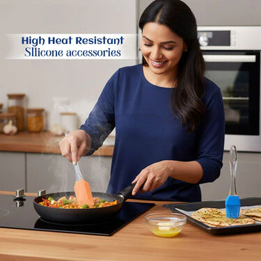 Chapati & Puri Maker + 2 in 1 Oil Strainer + Silicone Spatula & Brush (CP12) - Image 5