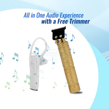 Clip On Calling Bluetooth Earphone With Free Golden Trimmer (TWS69) - Image 3
