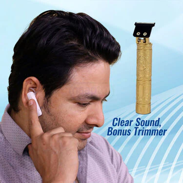 Clip On Calling Bluetooth Earphone With Free Golden Trimmer (TWS69) - Image 5