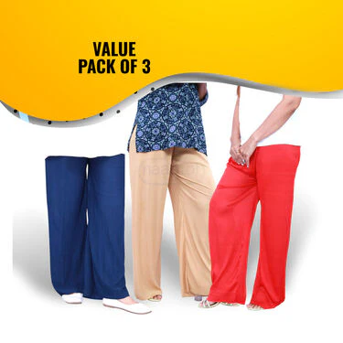 Daily Wear Comfort Free-Size Palazzos Pack of 3 (3WP) - Image 8