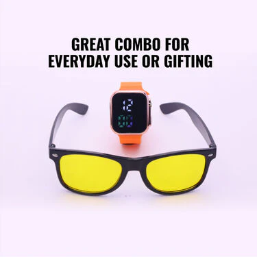 Day & Night HD Vision Glasses With Stylish Digital Watch (NVGW3) - Image 3