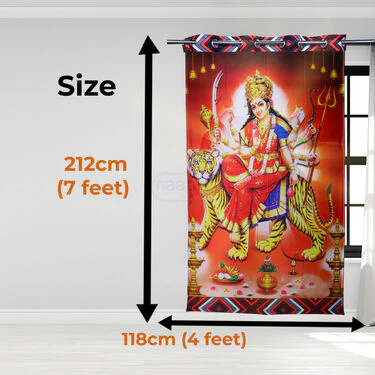Durga Maa Design Printed 3D Curtain (CU7) - Image 2